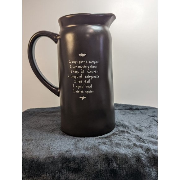 Rae Dunn NEW Halloween Spooky “WITCH’S BREW” Black Ceramic Pitcher with Recipe o - Picture 2 of 7